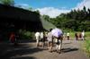 Walking toward one of the bunker buildings