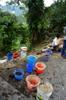 Everybody's buckets put to use moving the manure down to the site, and our new stairs our tested