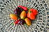 Colorful summer chilies and tomatoes