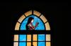 next photo: St. Kateri Tekakwitha depicted in stained-glass at the Catholic Church in Qingquan Hsinchu