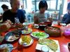 next photo: lunch at the local restaurant; crab courtesy of Sunny's friend, who also taught everyone how to eat crab properly