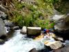 Aaron climbing through the rocks on the Sanguang River 三光溪