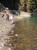 next photo: Tammy and Kitty skipping stones